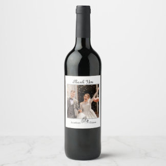 Simple Wedding Photo Wine Label and thank you text