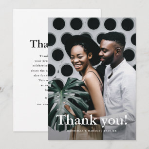 Simple Wedding Photo with Thank you Message  Card