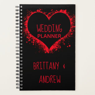 Simple Wedding Planner Black Red Joined Hearts