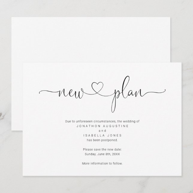 Simple Wedding Postponement Announcement (Front/Back)