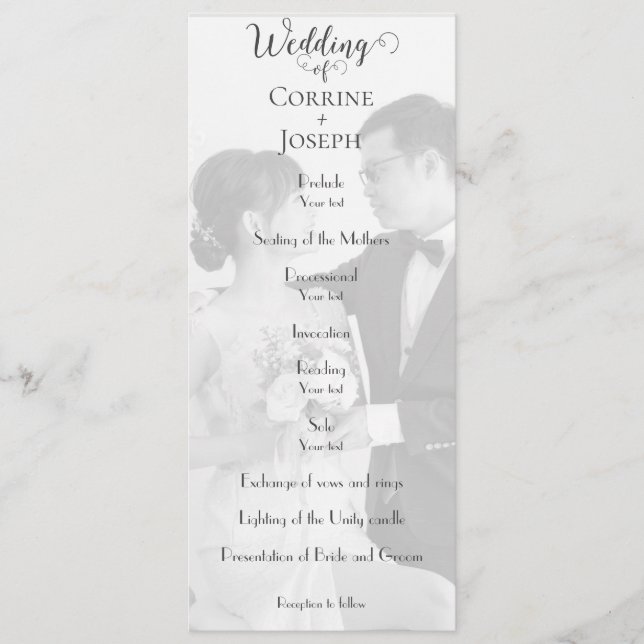 Simple Wedding Program With Photo (Front)