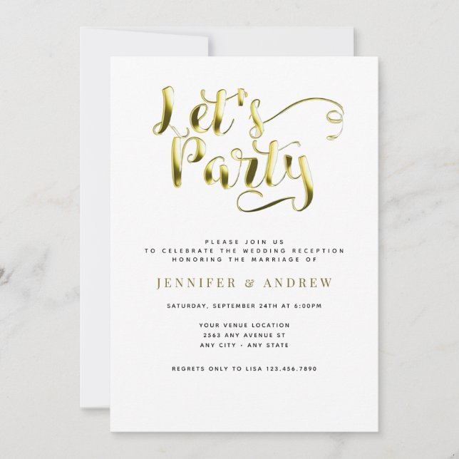 Simple Wedding Reception Invitations (Front)