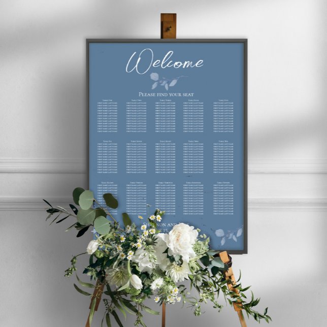 Simple Wedding Reception Seating Chart Blue  (Creator Uploaded)