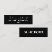 Simple Wedding Reception White Black Drinks Ticket