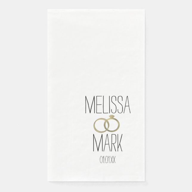 Simple Wedding Ring Faux Gold Rings  Napkin (Front)
