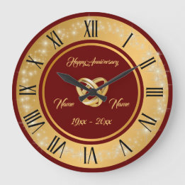 Simple Wedding Rings Customise Gold Anniversary Large Clock
