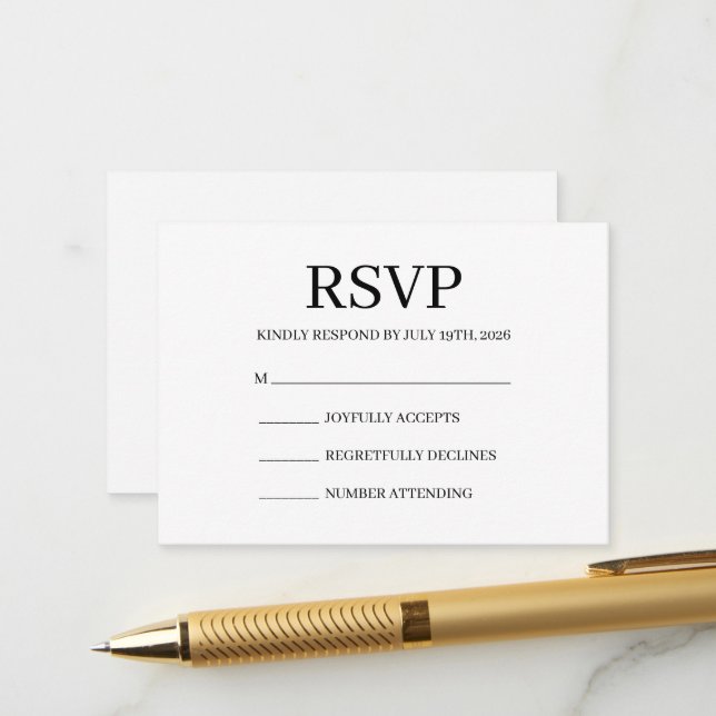 Simple Wedding RSVP Enclosure Card (Front/Back In Situ)