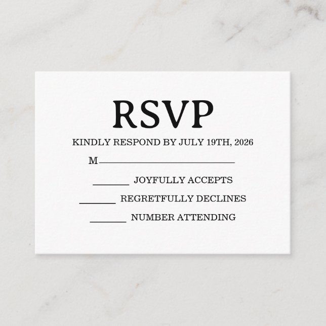 Simple Wedding RSVP Enclosure Card (Front)