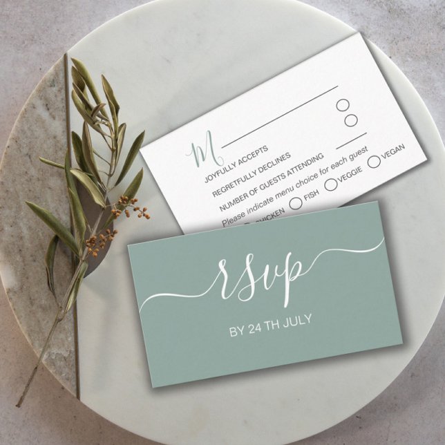 Simple Wedding RSVP Sage Green Eucalyptus Enclosure Card (Creator Uploaded)