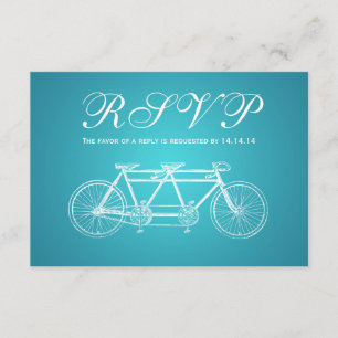 Simple Wedding RSVP Tandem Bike Turquoise