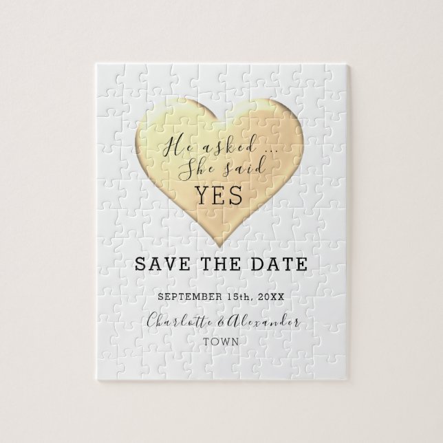 Simple Wedding Save The Date Jigsaw Puzzle (Vertical)