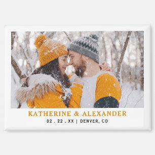 Simple Wedding Save The Date Modern Minimal Photo Magnet