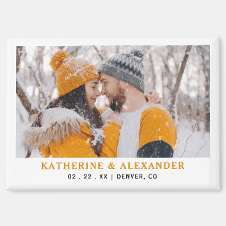 Simple Wedding Save The Date Modern Minimal Photo Magnet