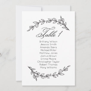 Simple wedding seating chart floral. Table plan 1 Invitation