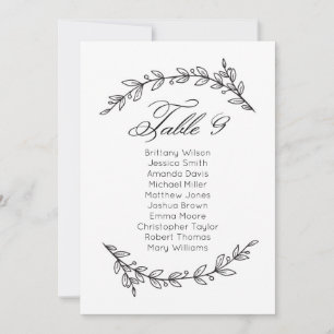 Simple wedding seating chart floral. Table plan 9 Invitation