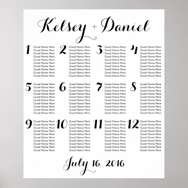 Simple Wedding Seating Chart | Poster (Front)