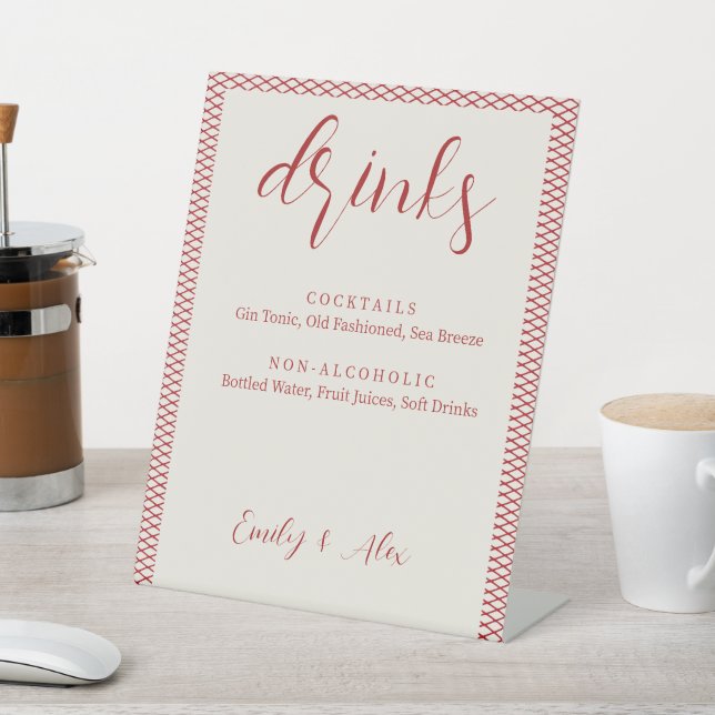 simple wedding signature drinks pedestal sign (In SItu)