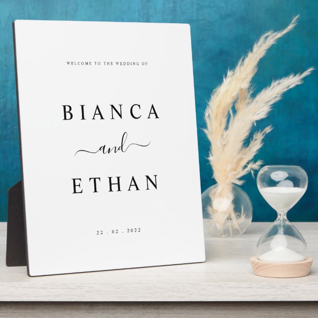 Simple Wedding Tabletop Welcome Sign Plaque (Side)