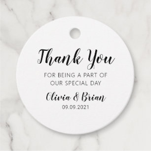 Simple Wedding Thank You Favour Tag