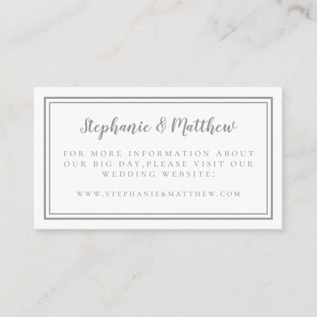 Simple Wedding Website Minimalist Modern Details Enclosure Card (Front)
