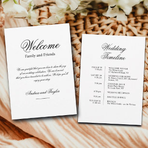 Simple Wedding Welcome Bag Letter & Timeline Card