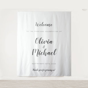 Simple Wedding Welcome Custom Backdrop Tapestry