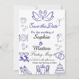 Simple wedding with graphics  invitation