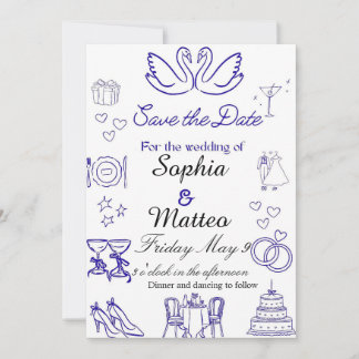 Simple wedding with graphics invitation