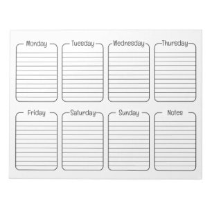 Simple Weekly Planner White Tear Away Calendar Notepad