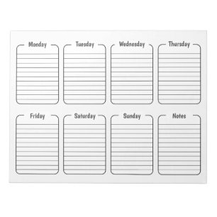 Simple Weekly Planner White Tear Away Calendar Notepad