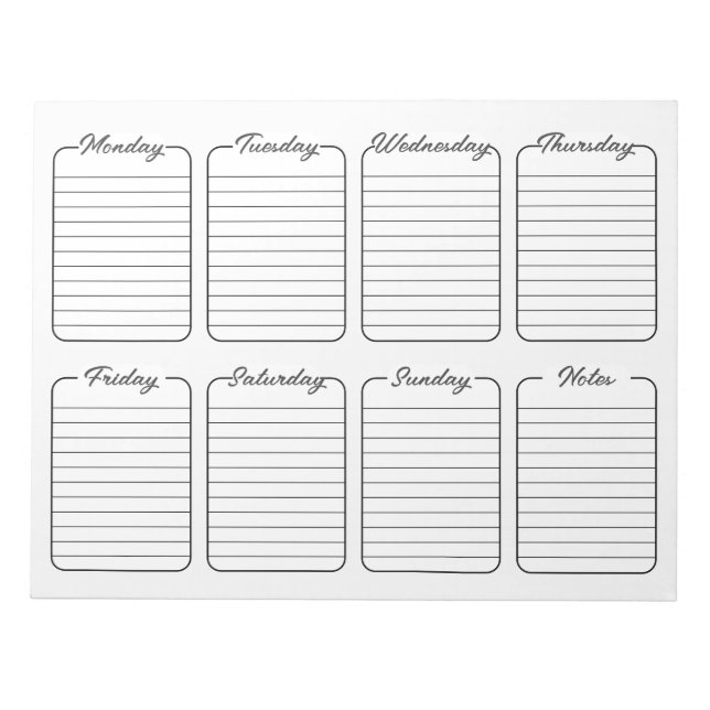 Simple Weekly Planner White Tear Away Calendar Notepad (Front)