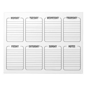 Simple Weekly Planner White Tear Away Calendar Notepad