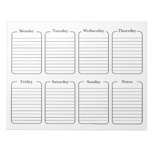 Simple Weekly Planner White Tear Away Calendar Notepad