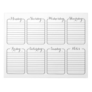 Simple Weekly Planner White Tear Away Calendar Notepad