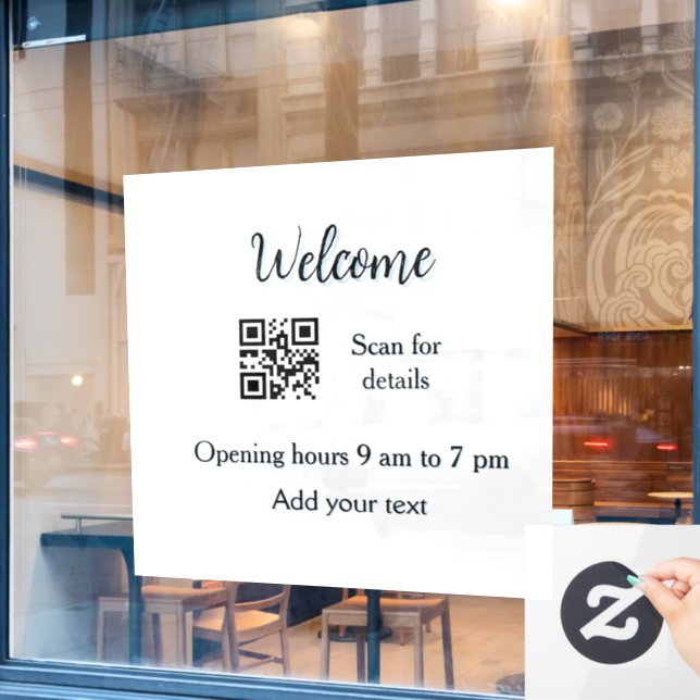 Simple welcome opening welcome barcode QR add name (Cafe Window)
