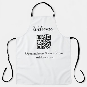 Simple welcome opening welcome barcode QR add name Apron