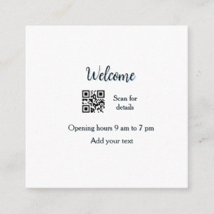 Simple welcome opening welcome barcode QR add name Enclosure Card