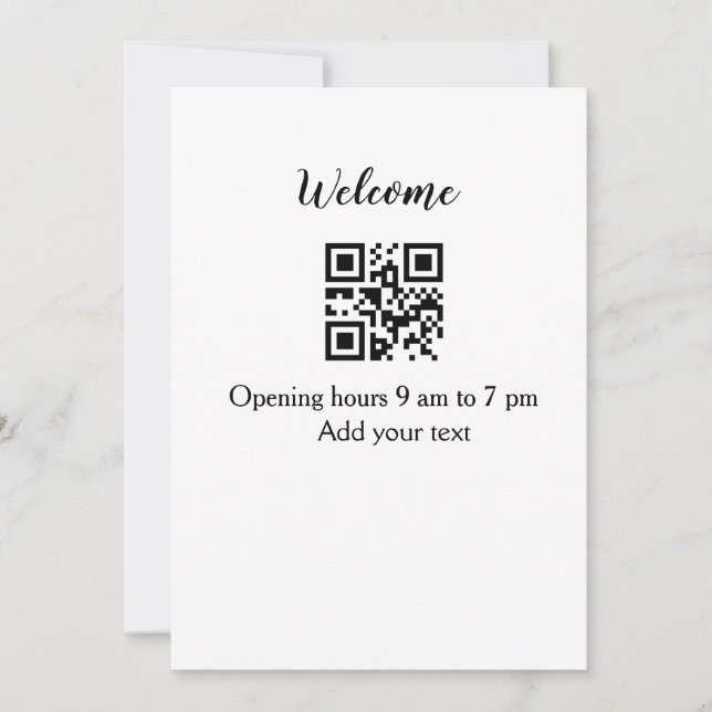 Simple welcome opening welcome barcode QR add name Holiday Card (Front)