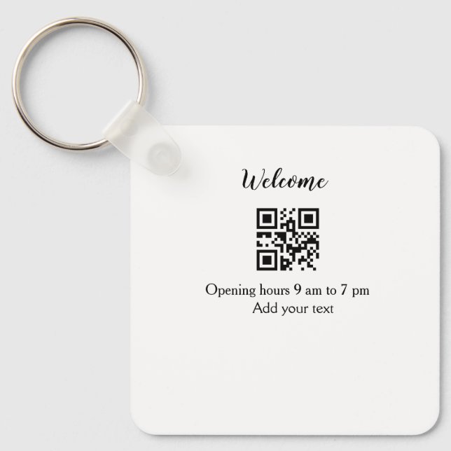 Simple welcome opening welcome barcode QR add name Key Ring (Front)
