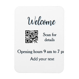 Simple welcome opening welcome barcode QR add name Magnet