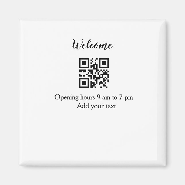 Simple welcome opening welcome barcode QR add name Magnet (Front)