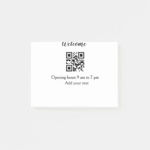 Simple welcome opening welcome barcode QR add name Post-it Notes