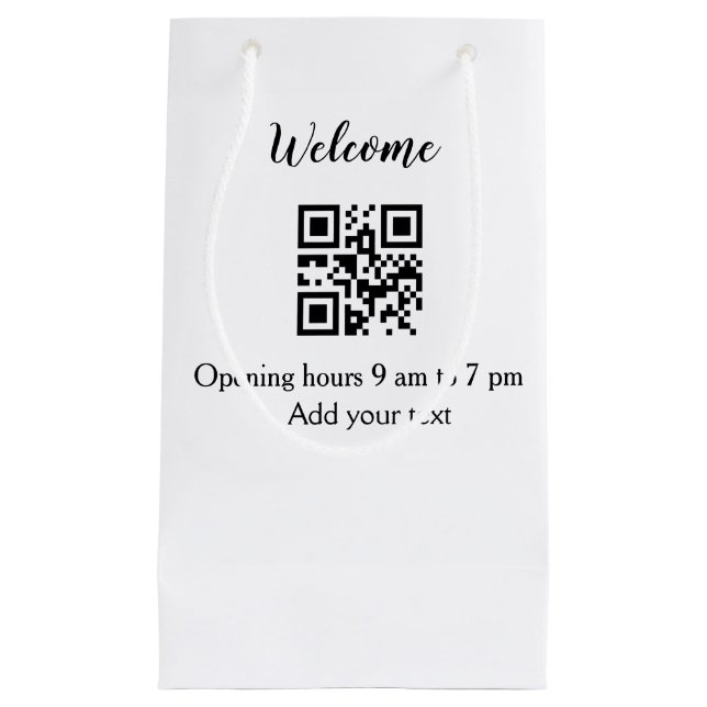 Simple welcome opening welcome barcode QR add name Small Gift Bag (Front)