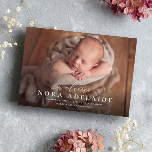Simple welcome script photo birth announcement