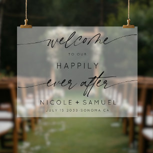 Simple Welcome To Our Happily Ever After Frosted Acrylic Sign