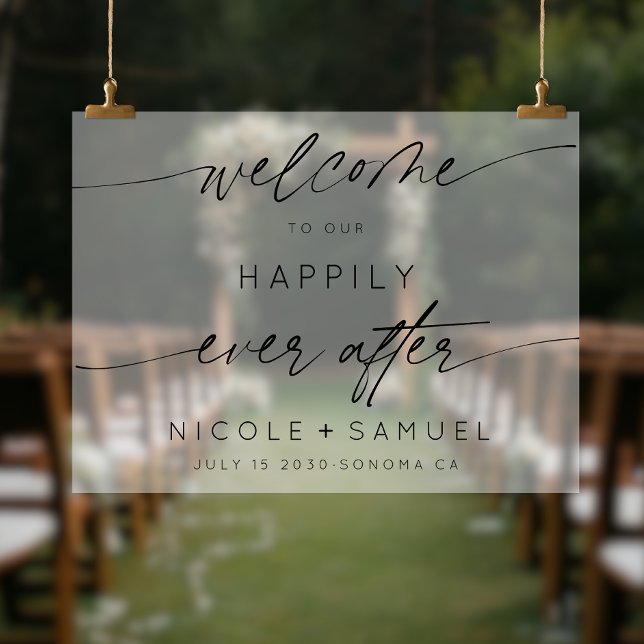 Simple Welcome To Our Happily Ever After Frosted Acrylic Sign (Creator Uploaded)