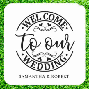 SIMPLE WELCOME WEDDING  SQUARE PAPER COASTER