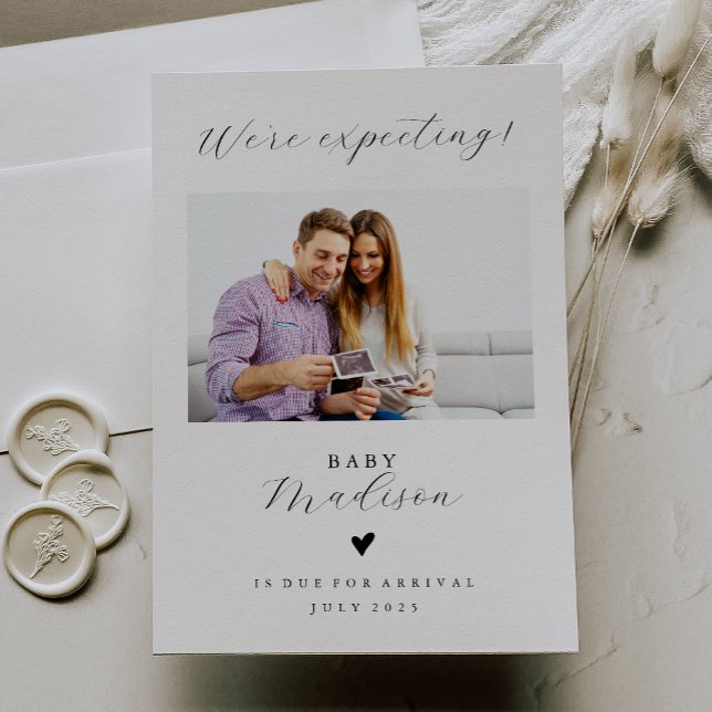 Simple We're Expecting Baby Announcement Card (Creator Uploaded)