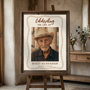 Simple Western Cowboy Celebration of Life Funeral Poster