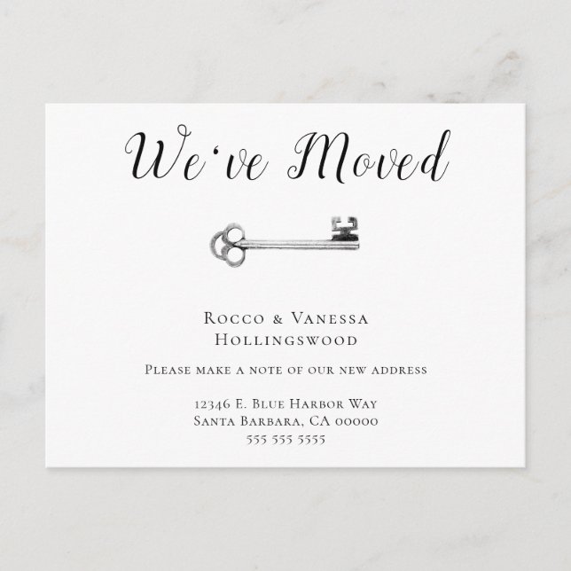 Simple  We've Moved Key Moving  Announcement Postcard (Front)